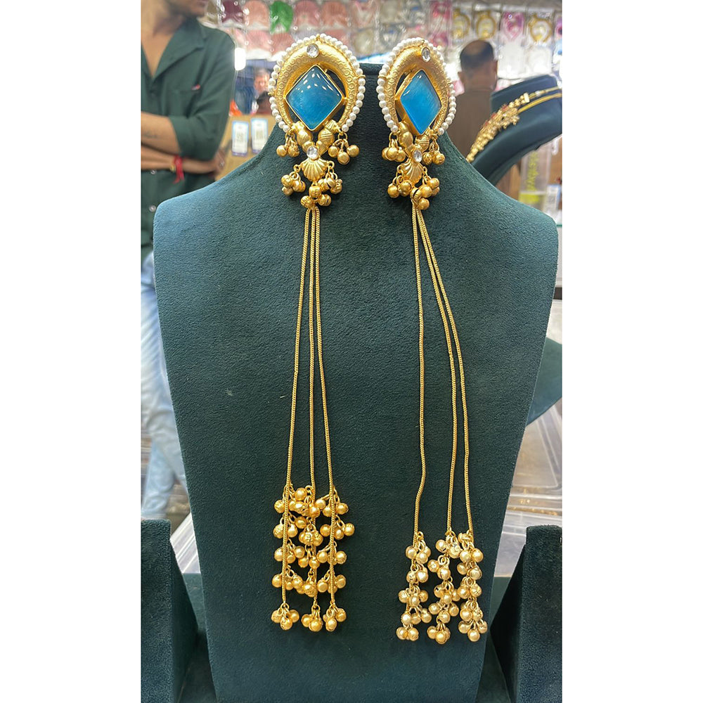 Manisha Jewellery Traditional Pota Stone and Beads Dangler Earrings with Bells