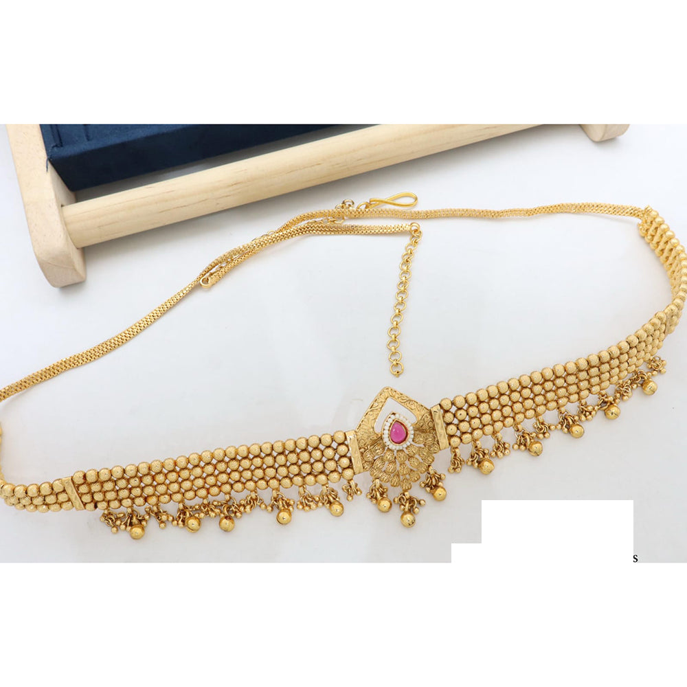 Manisha Jewellery Traditional Pota Stone and Pearl Drops Antique Kamarband