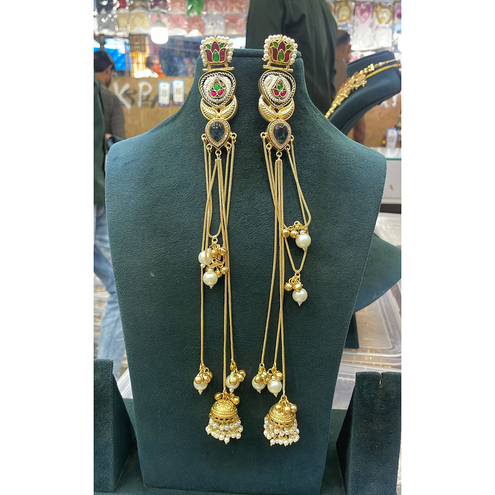 Manisha Jewellery Elegant Pota Stone and Crystal with Dangling Jhumki Earrings