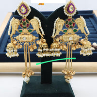 Manisha Jewellery Twin Parrots Glory with Dangling Bells and Pearls Ethnic Earrings