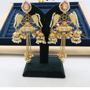 Manisha Jewellery Twin Parrots Glory with Dangling Bells and Pearls Ethnic Earrings