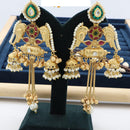 Manisha Jewellery Twin Parrots Glory with Dangling Bells and Pearls Ethnic Earrings