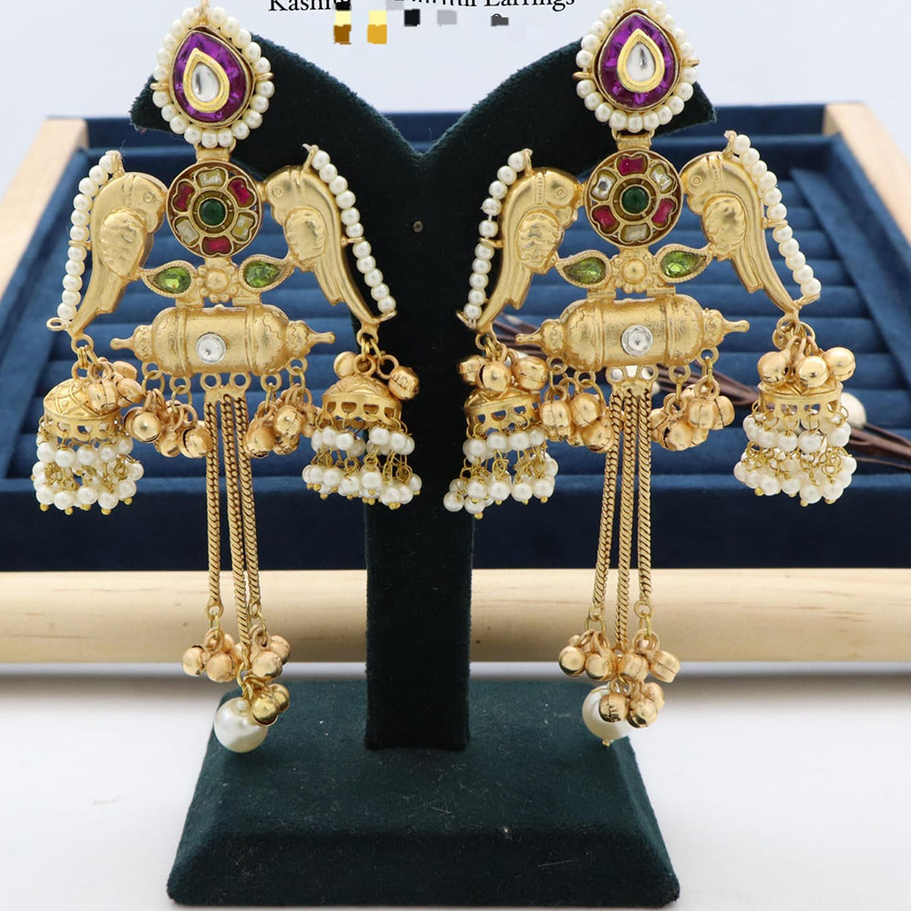 Manisha Jewellery Twin Parrots Glory with Dangling Bells and Pearls Ethnic Earrings