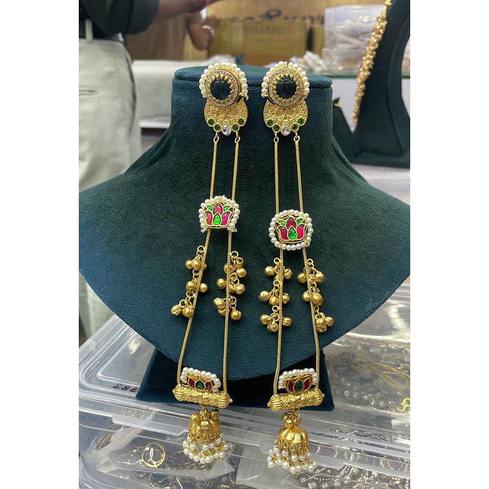 Manisha Jewellery Elegant Pota Stone and Crystal with Dangling Jhumki Earrings