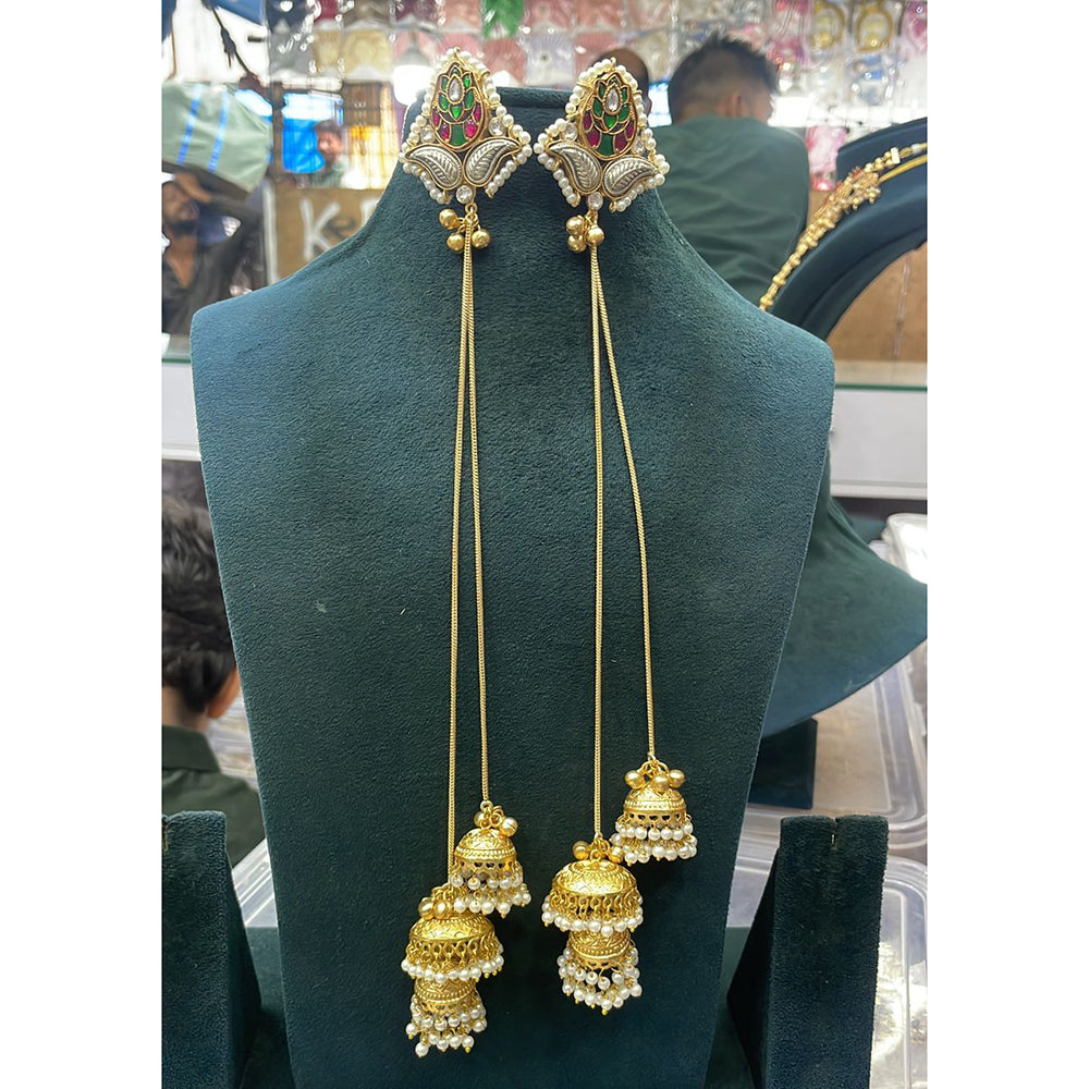 Manisha Jewellery Elegant Pota Stone and Crystal with Dangling Jhumki Earrings