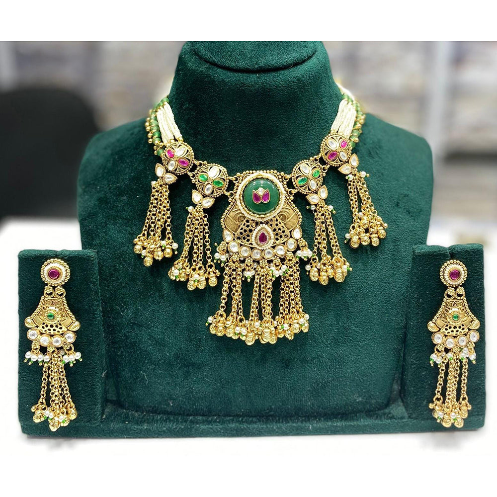 Manisha Jewellery Multi Strands and Beads Maharani Pota Stone Necklace Set