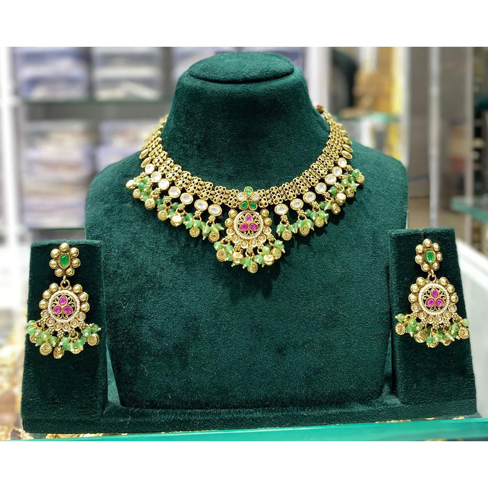 Manisha Jewellery Royal Pota Stone and Beads Necklace Set with Matching Earrings