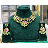 Manisha Jewellery Royal Pota Stone and Beads Necklace Set with Matching Earrings