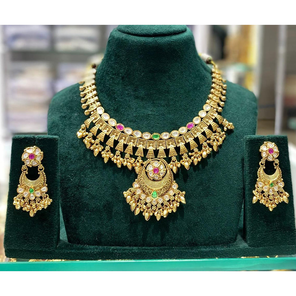 Manisha Jewellery Royal Pota Stone and Beads Necklace Set with Matching Earrings