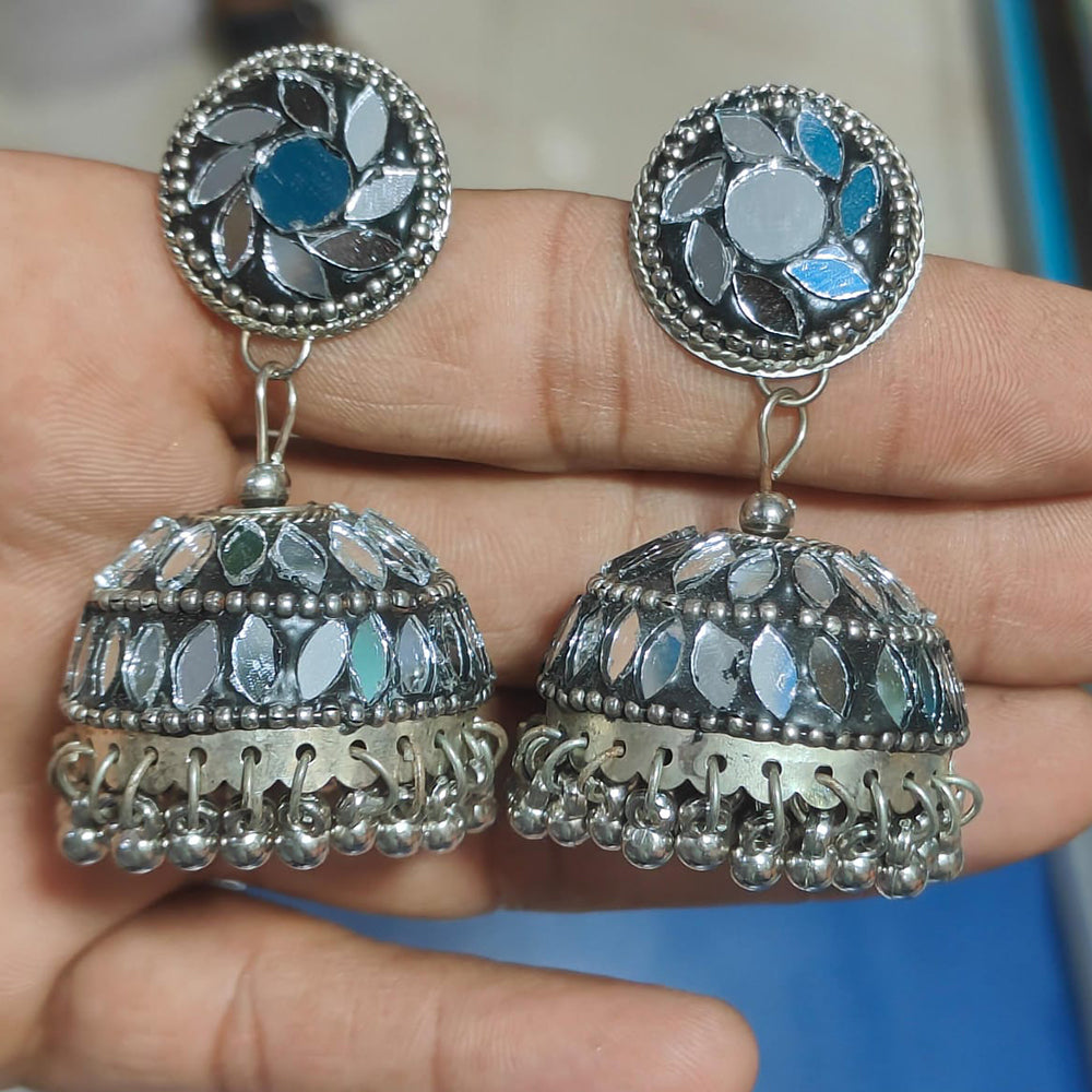 Manisha Ethnic Charm Oxidised Plated Jhumki Earrings