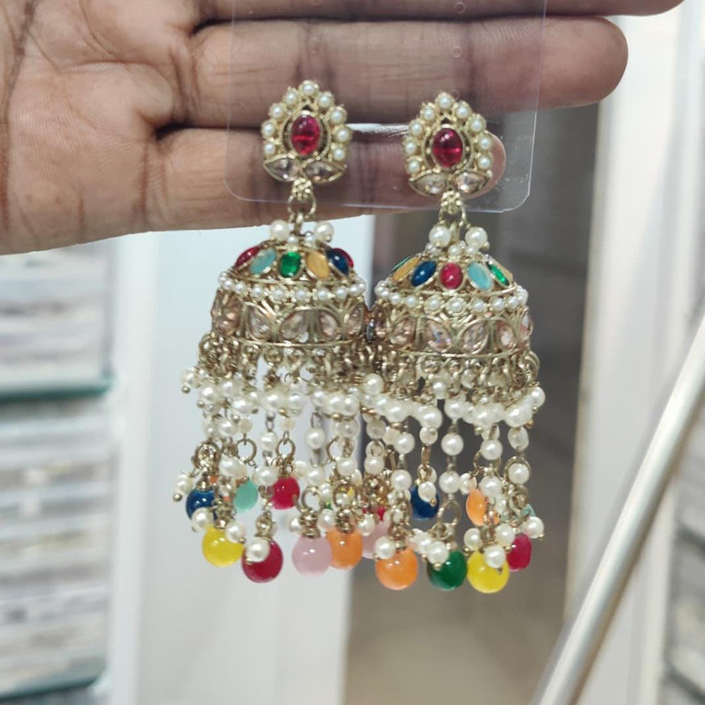 Manisha Jewellery Elegant Pota Stone And Pearls Jhumki Earrings