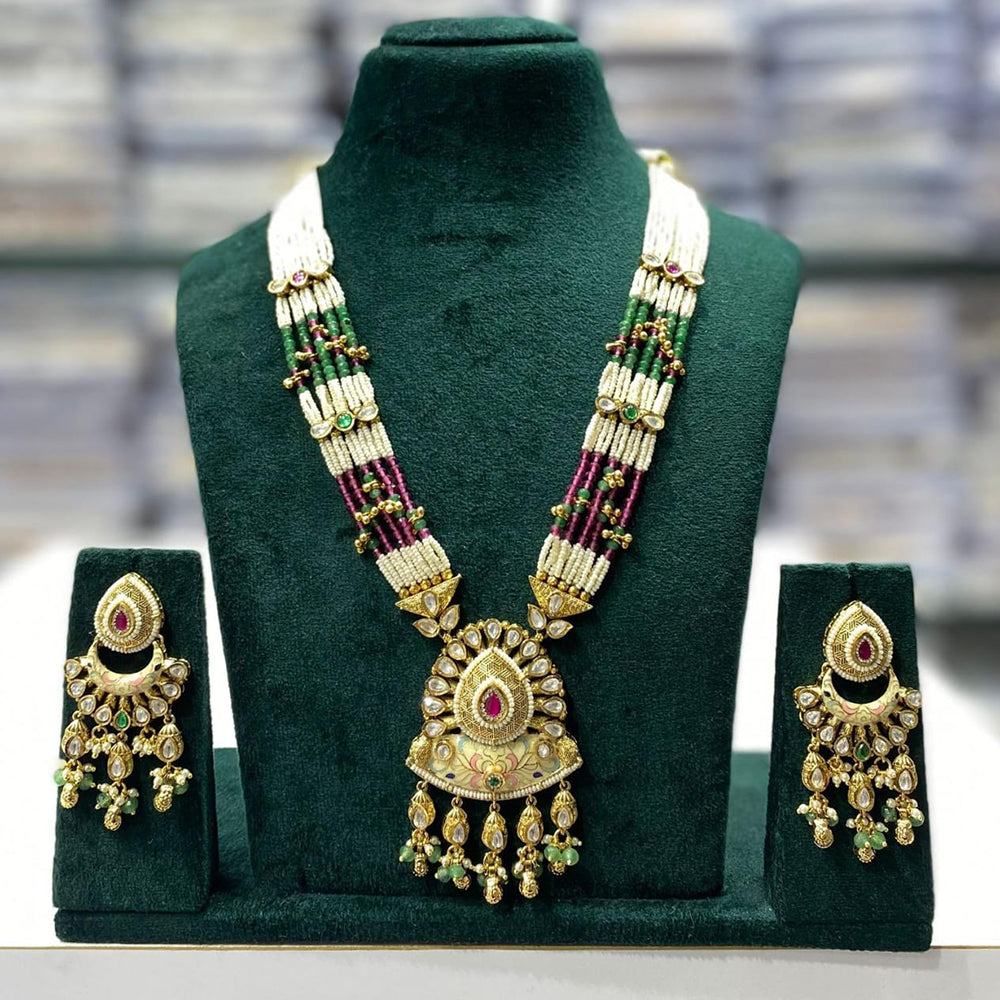 Manisha Jewellery Elegant Ethnic Pota Stone And Pearl Necklace Set