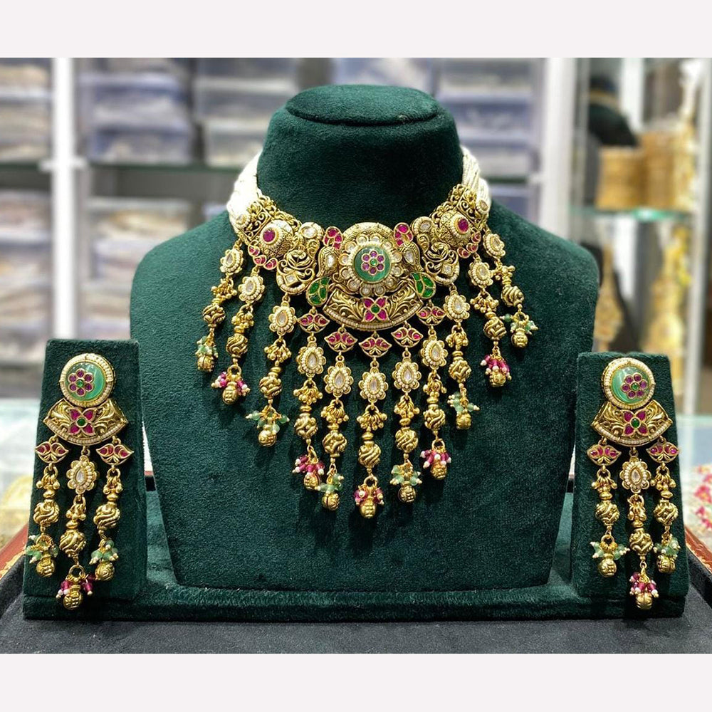 Manisha Jewellery Elegant Ethnic Pota Stone And Pearl Necklace Set