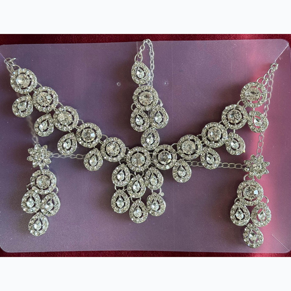 Manisha Jewellery Rhodium Plated and Austrian Stone Necklace Set