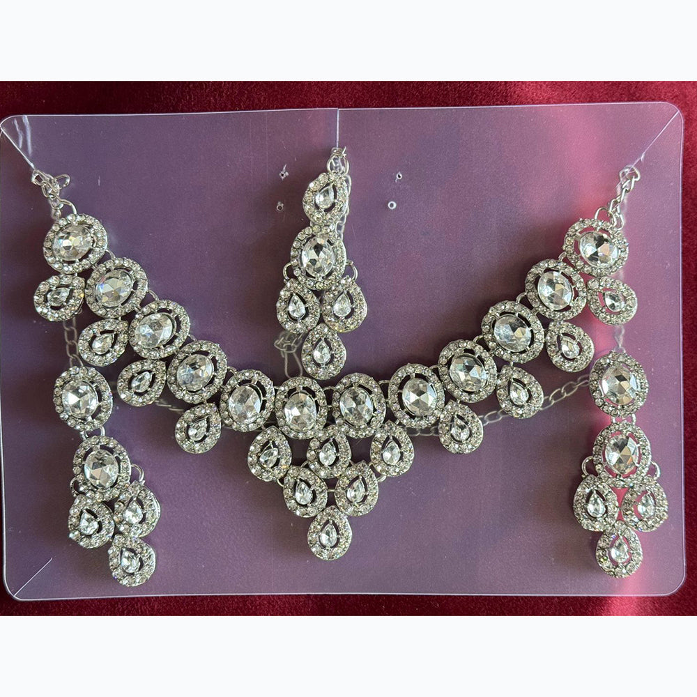 Manisha Jewellery Rhodium Plated and Austrian Stone Necklace Set