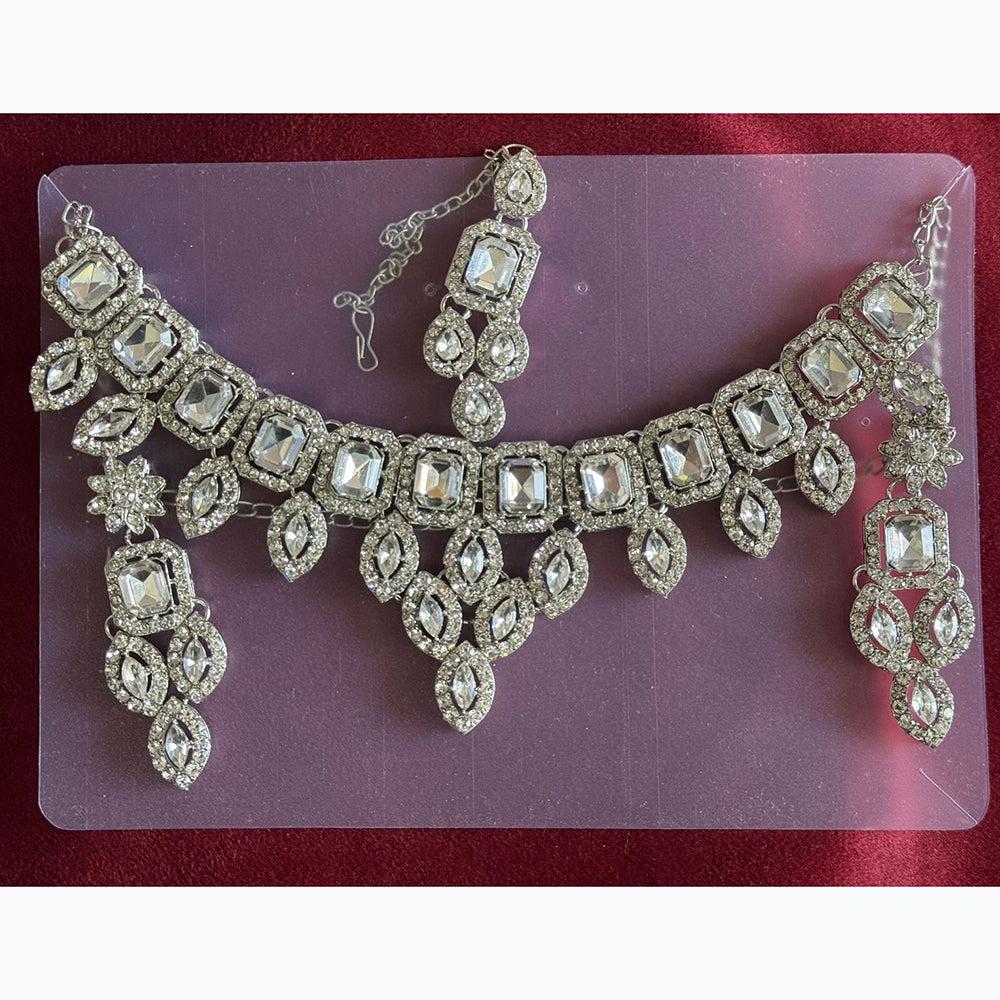 Manisha Jewellery Rhodium Plated and Austrian Stone Necklace Set