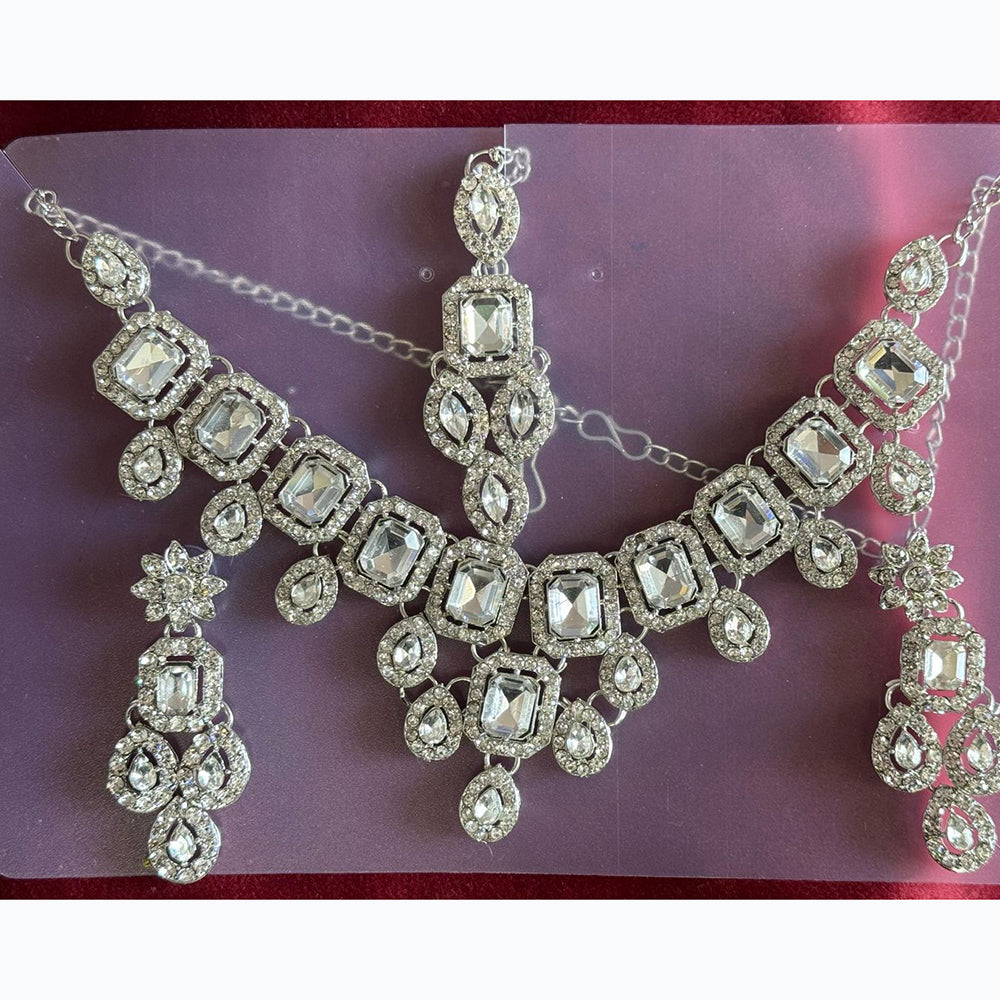 Manisha Jewellery Rhodium Plated and Austrian Stone Necklace Set