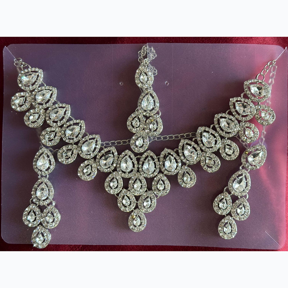 Manisha Jewellery Rhodium Plated and Austrian Stone Necklace Set