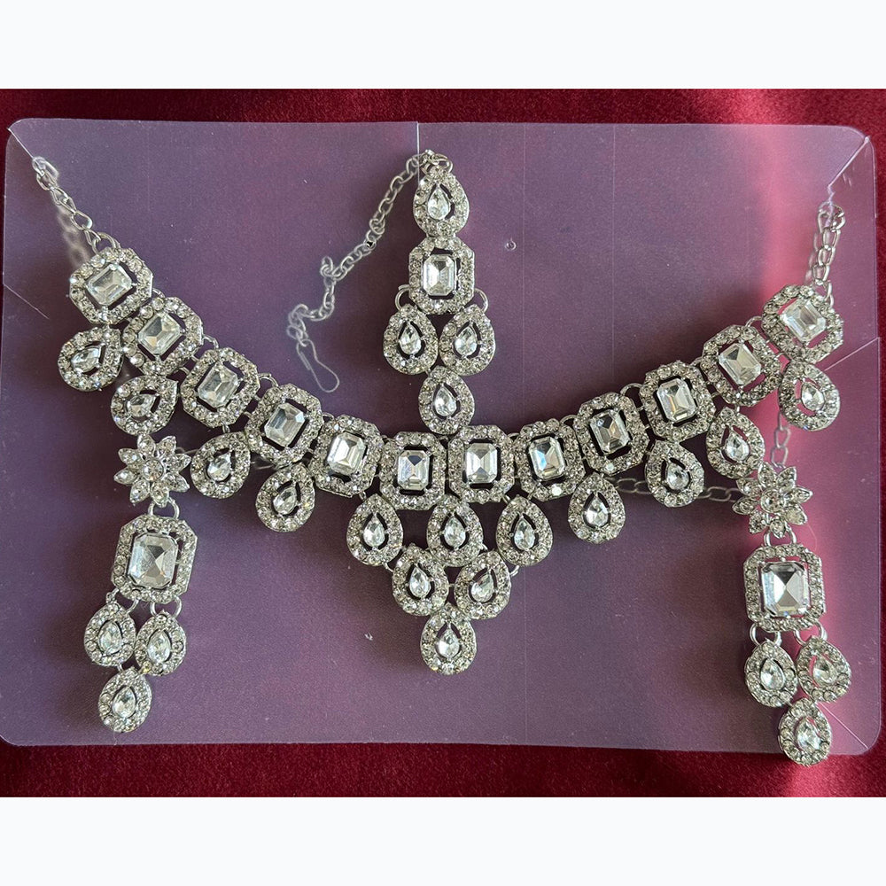 Manisha Jewellery Rhodium Plated and Austrian Stone Necklace Set