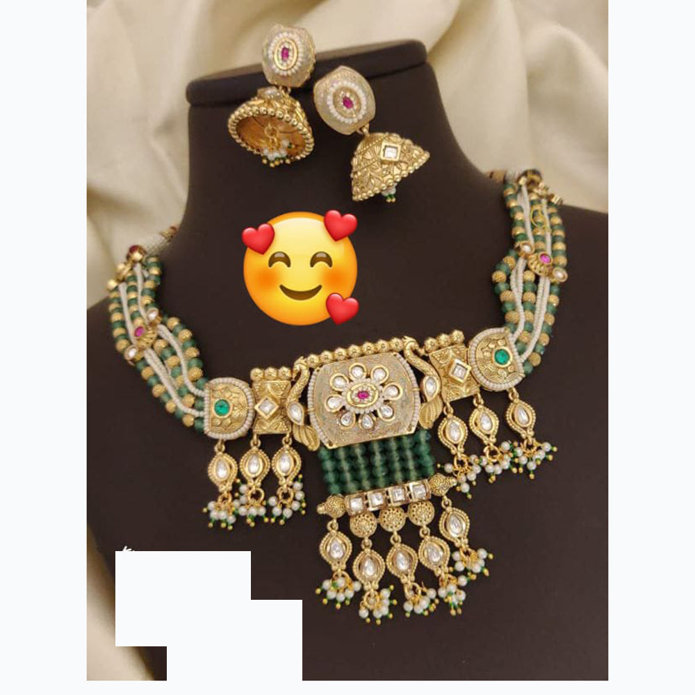 Manisha Jewellery Traditional Design Pota Stone and Beads Stands Necklace Set