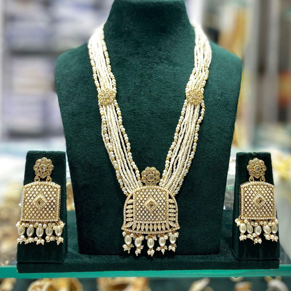 Manisha Jewellery Timeless Crystal Stone And Pearl Long Necklace Set