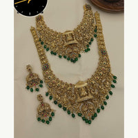 Manisha Jewellery Elegance Glow Pota Stone And Pearl Temple Double Necklace Set
