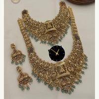 Manisha Jewellery Elegance Glow Pota Stone And Pearl Temple Double Necklace Set