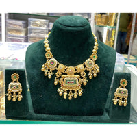 Manisha Jewellery Urban Ethnic Pota Stone And Pearl Necklace Set