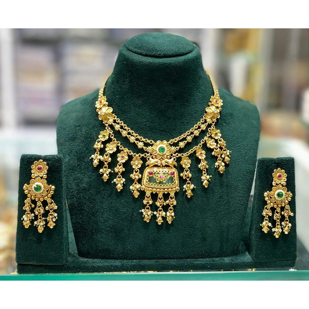 Manisha Jewellery Urban Ethnic Pota Stone And Pearl Necklace Set