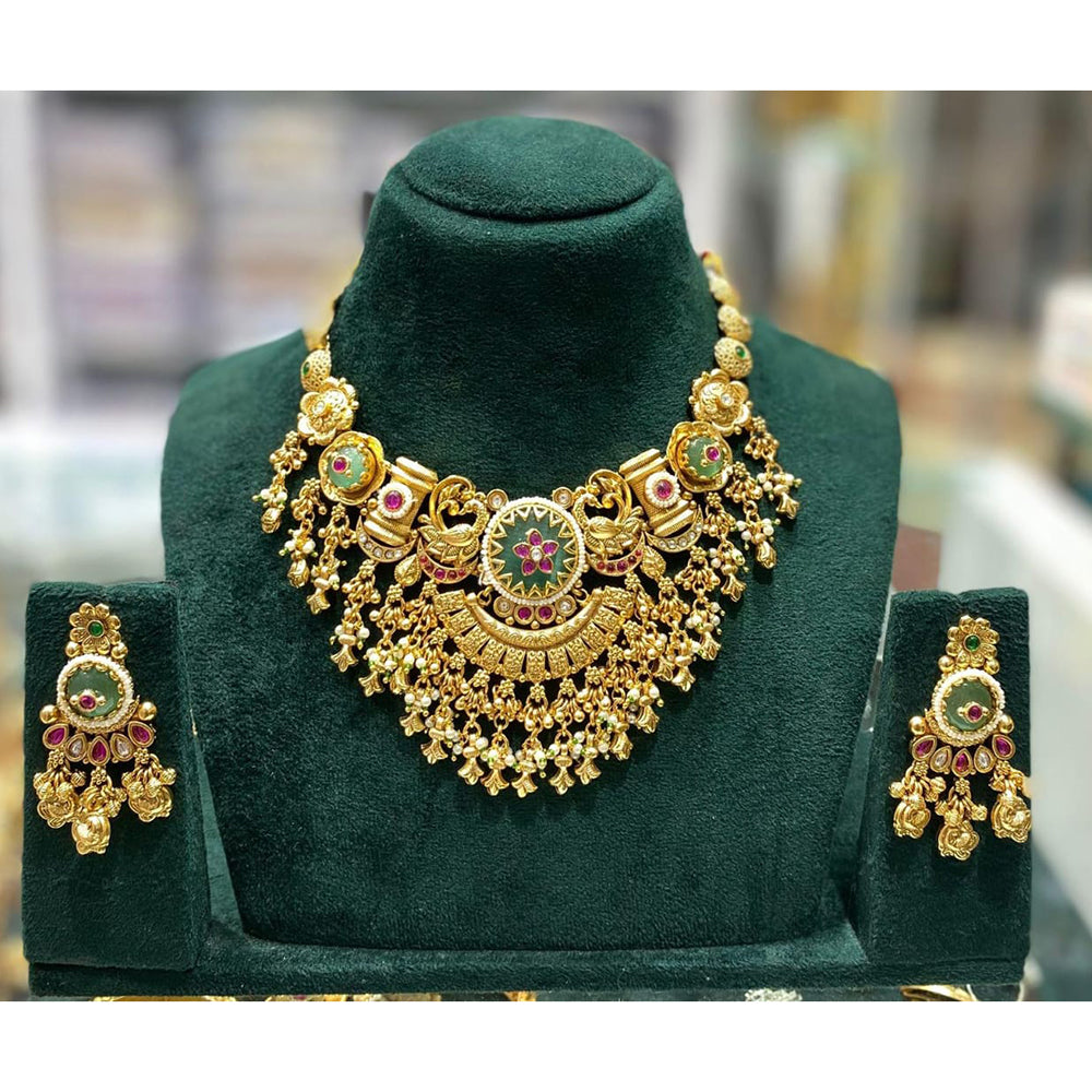 Manisha Jewellery Urban Ethnic Pota Stone And Pearl Necklace Set