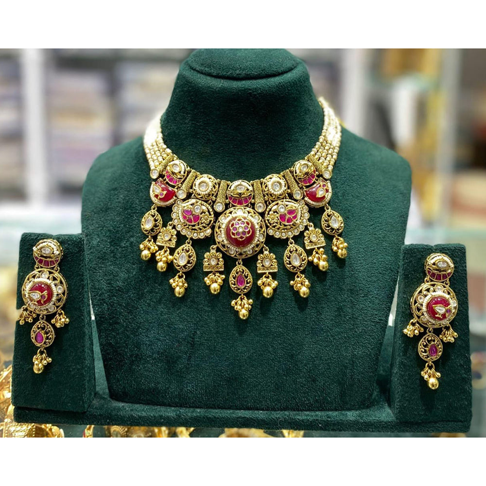 Manisha Jewellery Urban Ethnic Pota Stone And Pearl Necklace Set