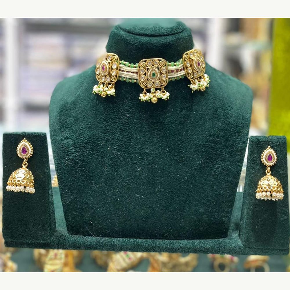 Manisha Jewellery Graceful Pota Stone And Pearl Choker Necklace Set