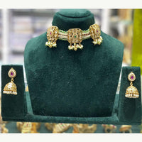 Manisha Jewellery Graceful Pota Stone And Pearl Choker Necklace Set