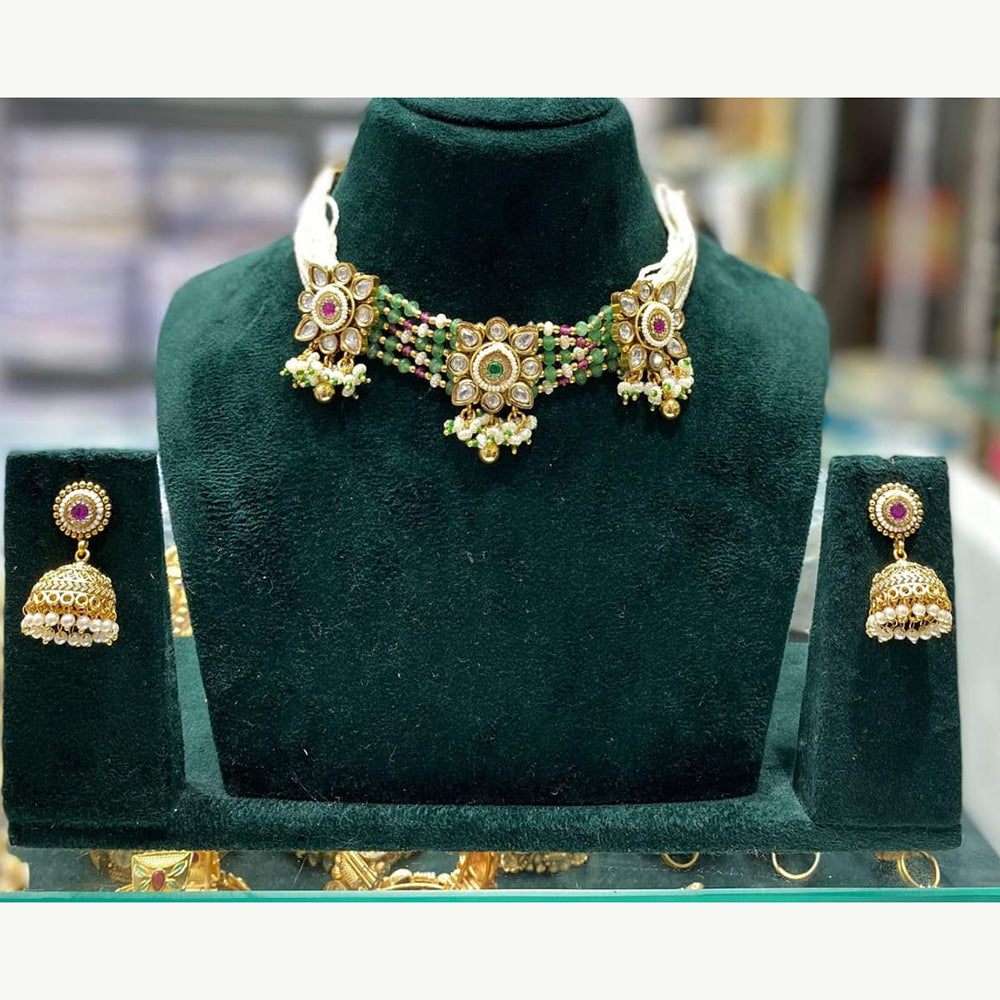 Manisha Jewellery Graceful Pota Stone And Pearl Choker Necklace Set
