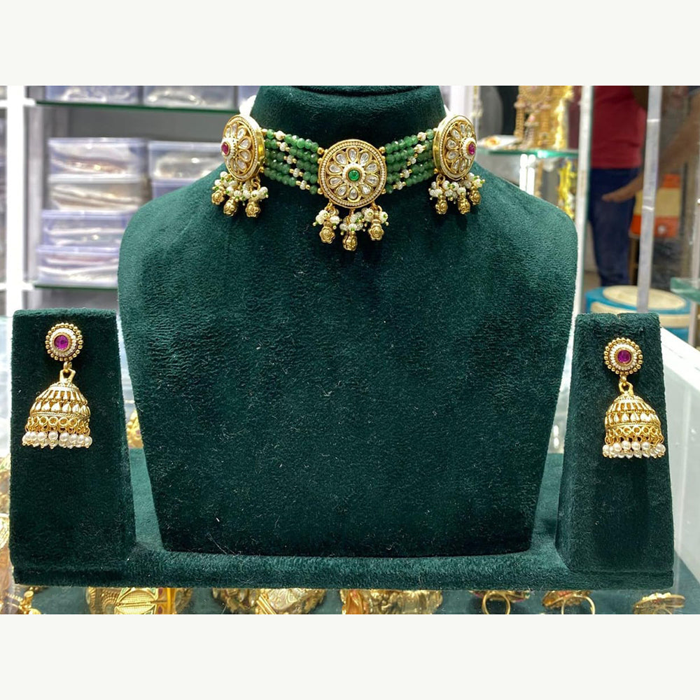 Manisha Jewellery Graceful Pota Stone And Pearl Choker Necklace Set