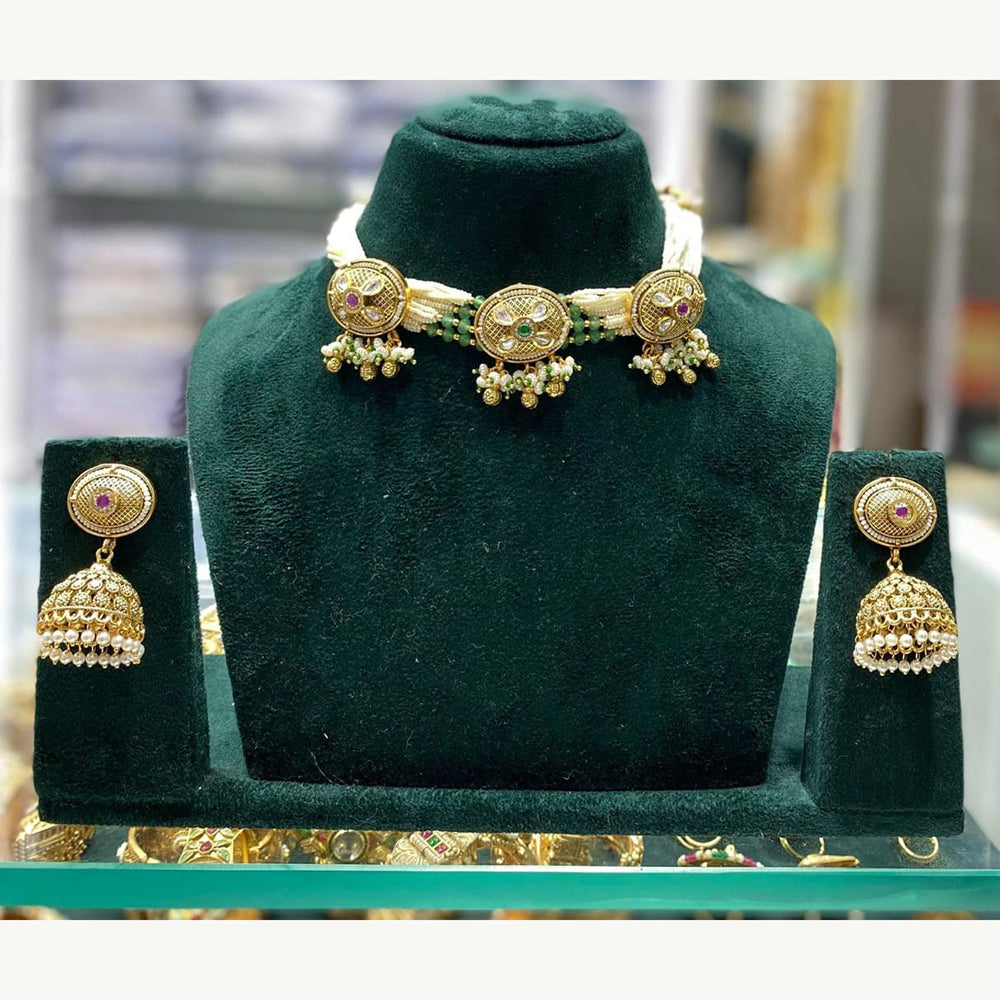 Manisha Jewellery Graceful Pota Stone And Pearl Choker Necklace Set