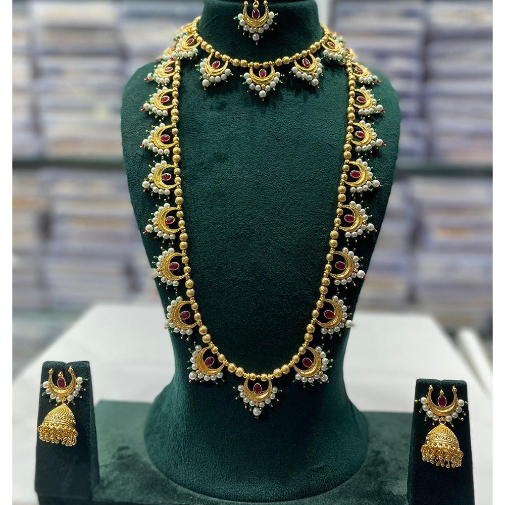 Manisha Jewellery Classic Glow Pota Stone And Pearl Necklace Set