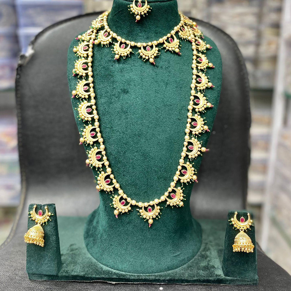 Manisha Jewellery Classic Glow Pota Stone And Pearl Necklace Set