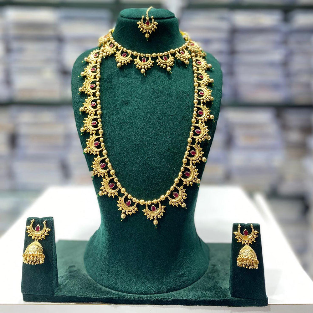 Manisha Jewellery Classic Glow Pota Stone And Pearl Necklace Set