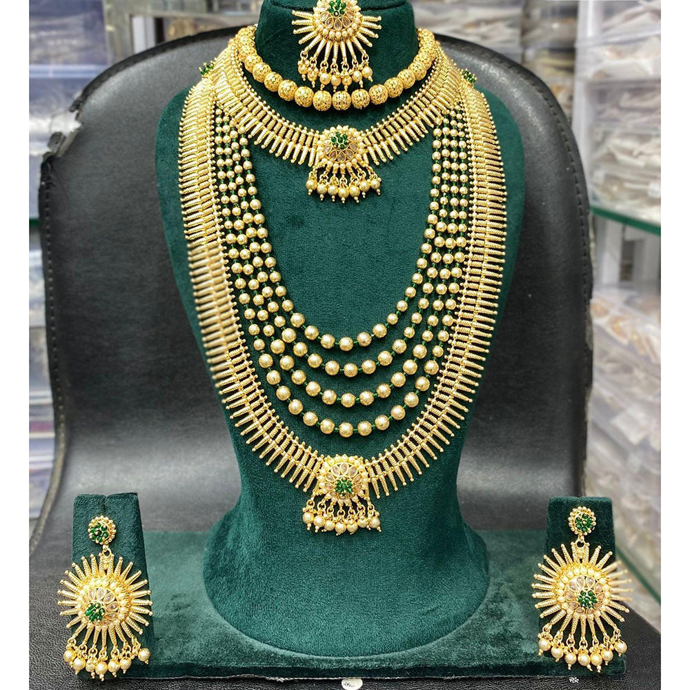 Manisha Jewellery Royal Heritage Pota Stone And Pearl Double Necklace Set