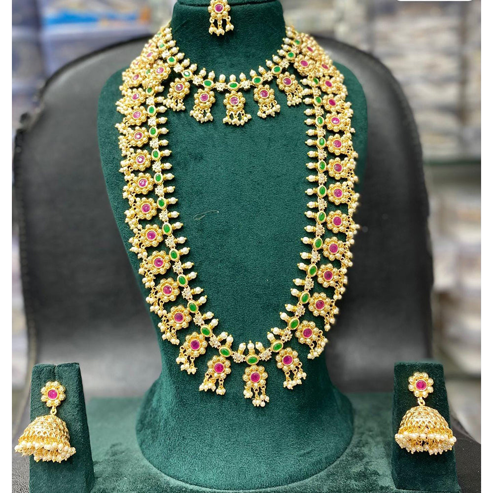 Manisha Jewellery Royal Heritage Pota Stone And Pearl Double Necklace Set