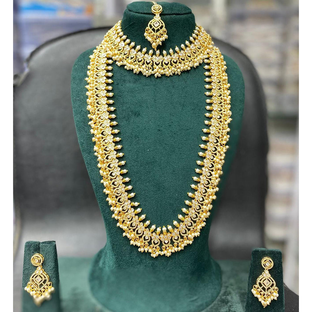 Manisha Jewellery Royal Heritage Pota Stone And Pearl Double Necklace Set