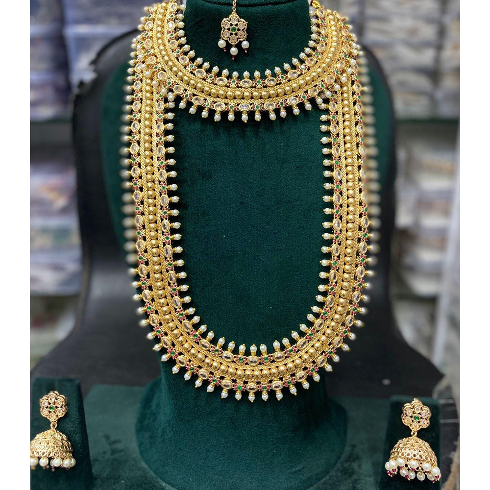 Manisha Jewellery Royal Heritage Pota Stone And Pearl Double Necklace Set