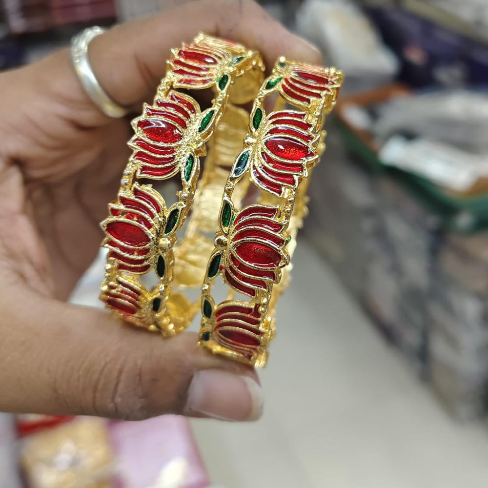 Manisha Jewellery Classic Lotus Design Meenakari Bangles Set
