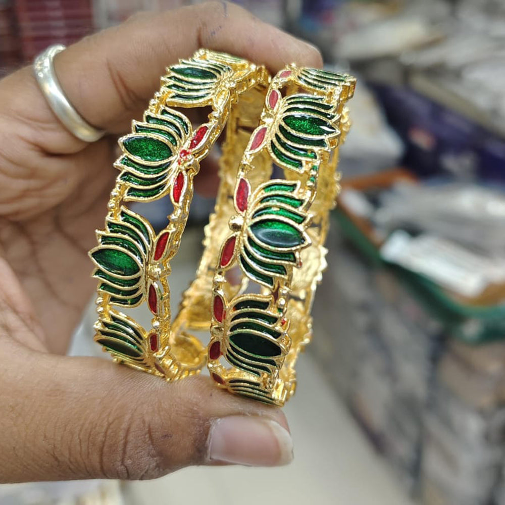 Manisha Jewellery Classic Lotus Design Meenakari Bangles Set