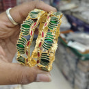 Manisha Jewellery Classic Lotus Design Meenakari Bangles Set