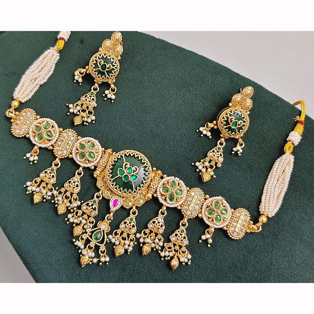 Manisha Jewellery Royal Sparkle Pota Kundan And Pearl Necklace Set