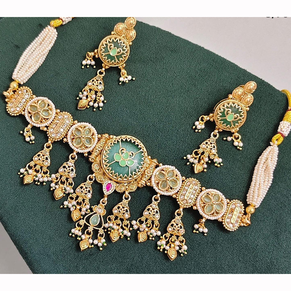 Manisha Jewellery Royal Sparkle Pota Kundan And Pearl Necklace Set