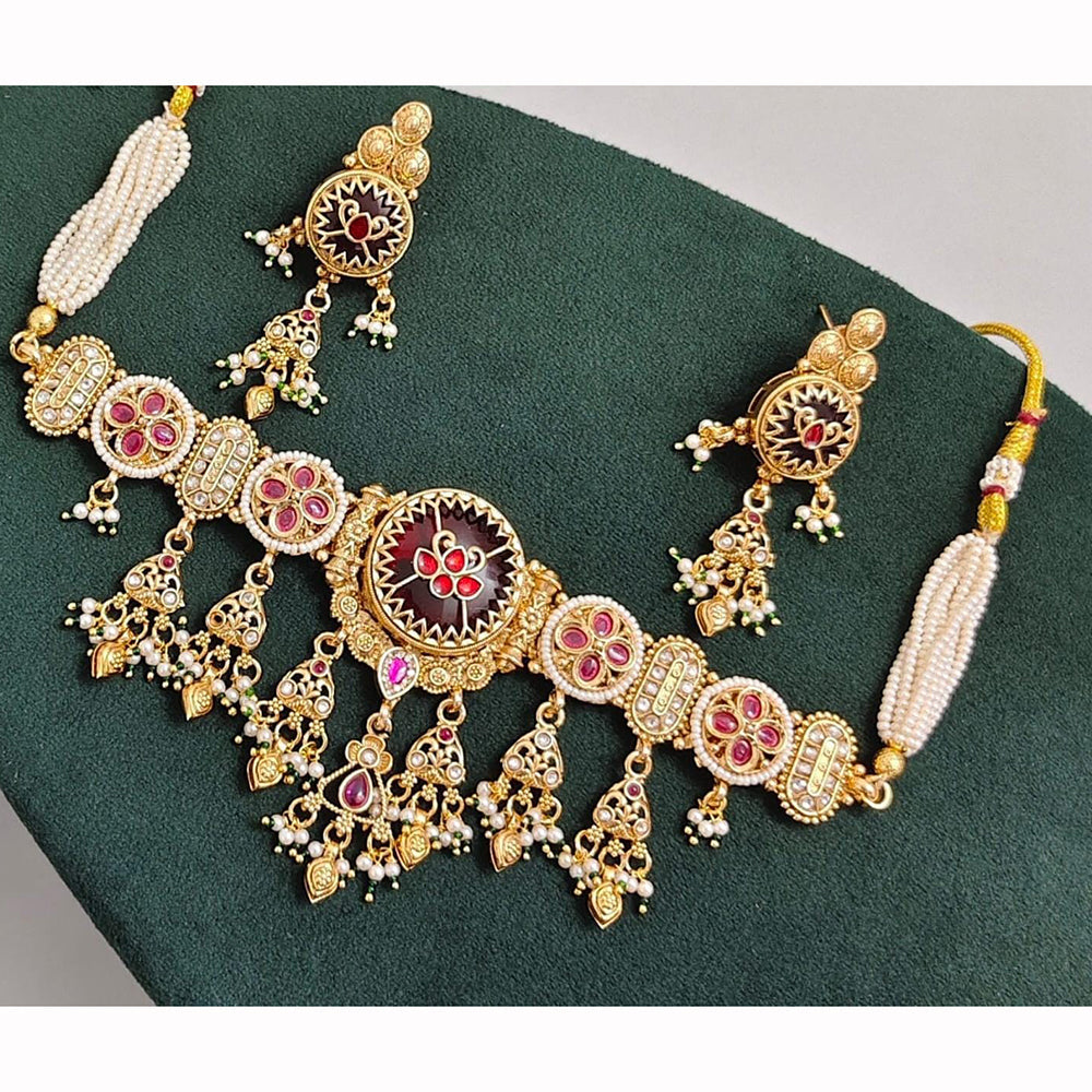 Manisha Jewellery Royal Sparkle Pota Kundan And Pearl Necklace Set