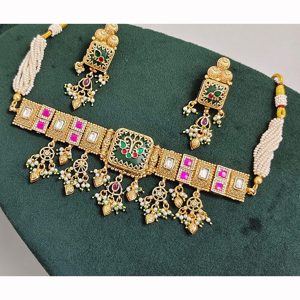 Manisha Jewellery Royal Sparkle Pota Kundan And Pearl Necklace Set